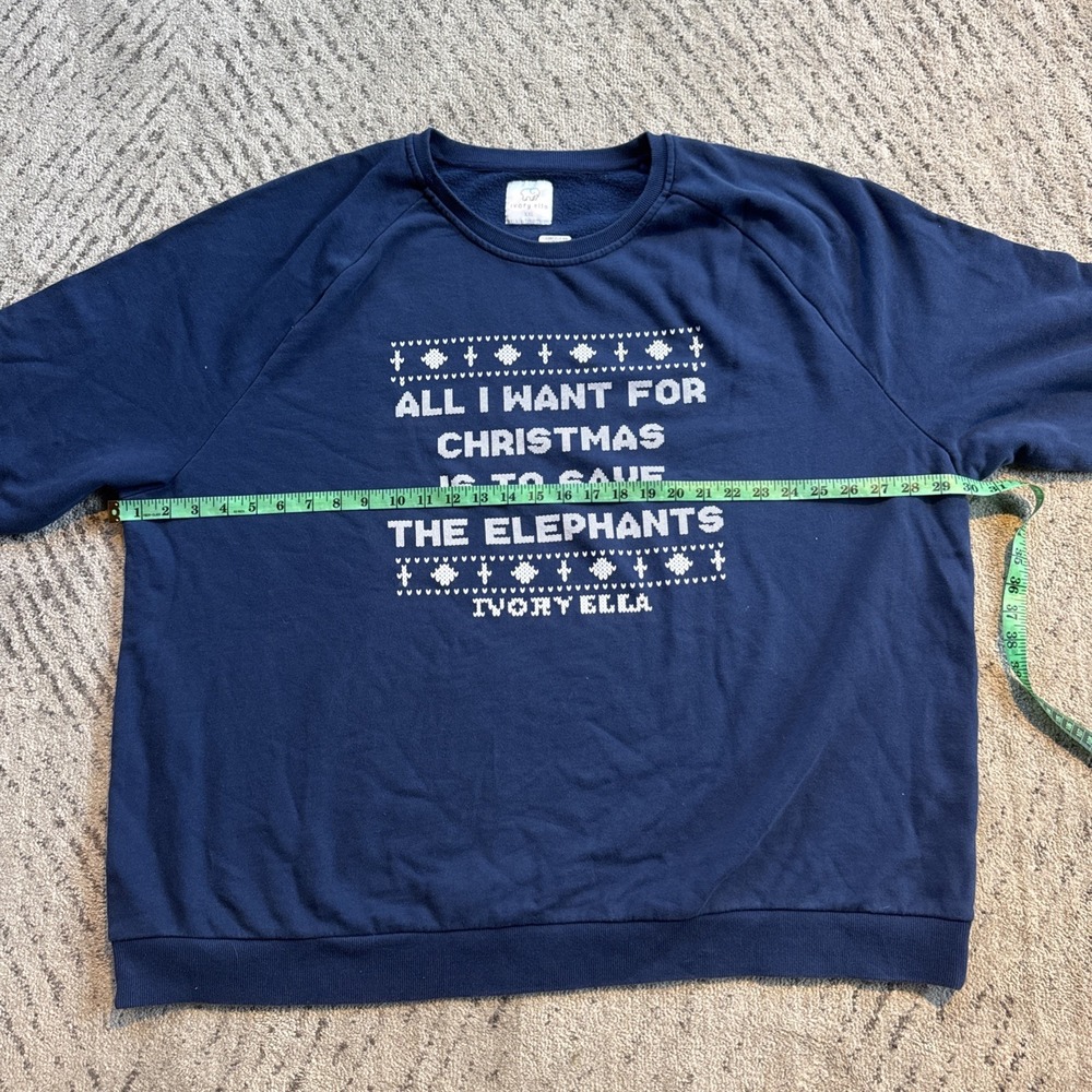 Unisex Ivory Ella All I want For Christmas Is To Save the Elephant Sweatshirt